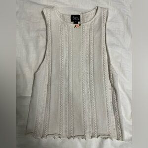 Beverly and Beck White tank with Pink Rose Accent